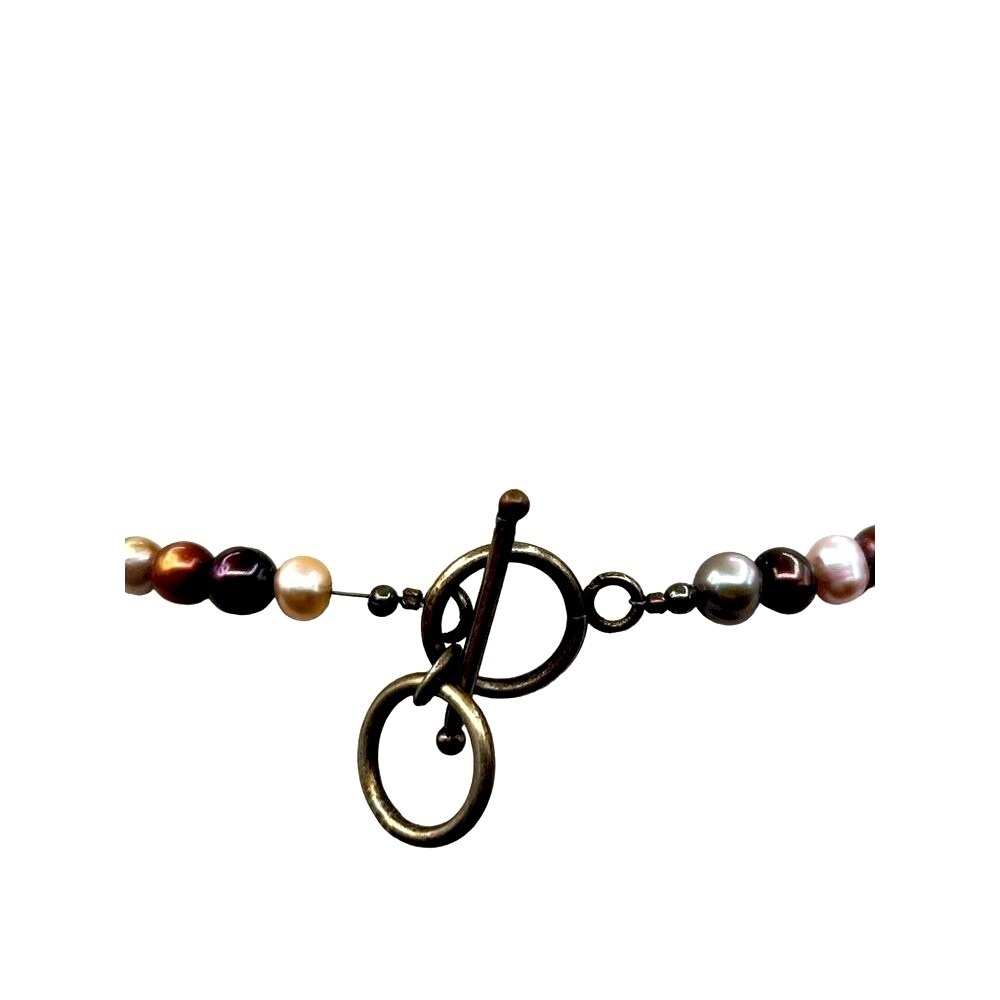 Multicolor Freshwater Pearl Necklace With Toggle Clasp.  A2 - Picture 4 of 8